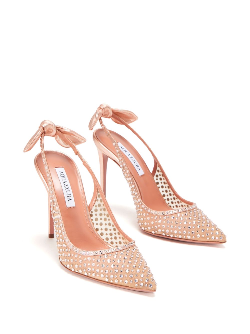 Aquazzura 85mm crystal-embellished pumps - Beige