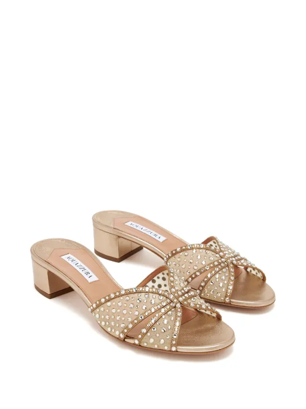 【ASURA】CUSTOM LEATHER MULE Aquazzura Leather Mules | Gold | FARFETCH CA