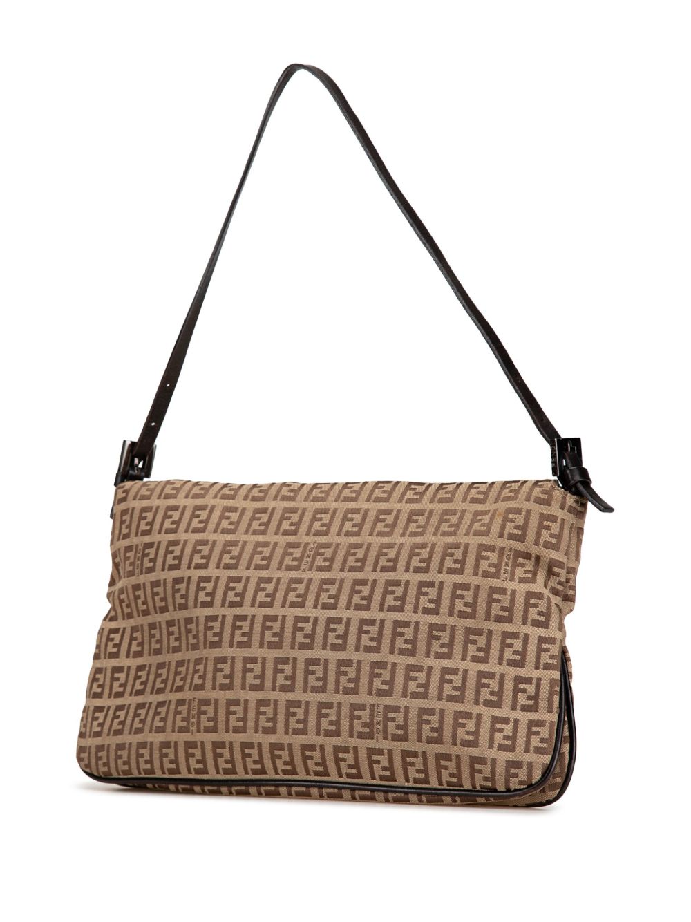 FENDI 2000-2010 ZUCCHINO CANVAS DOUBLE FLAP SHOULDER BAG