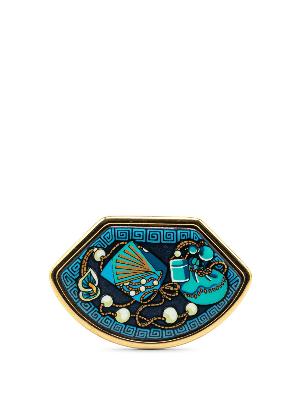HERMES エルメス ブローチ エマイユ ゴールドカラー×ピンク 鳥