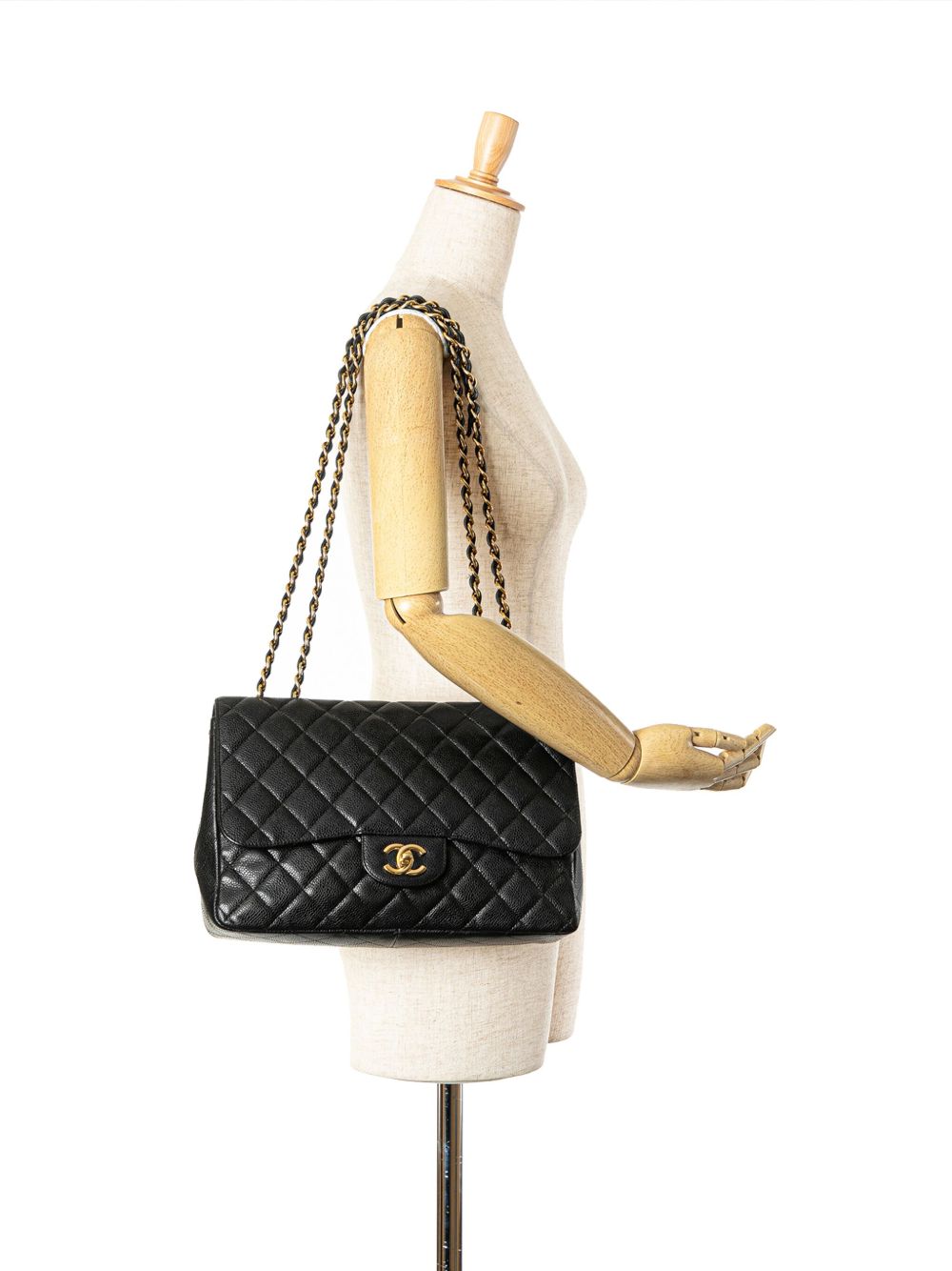 CHANEL Pre-Owned 2008-2009 Jumbo Classic Caviar Single Flap schoudertas - Zwart