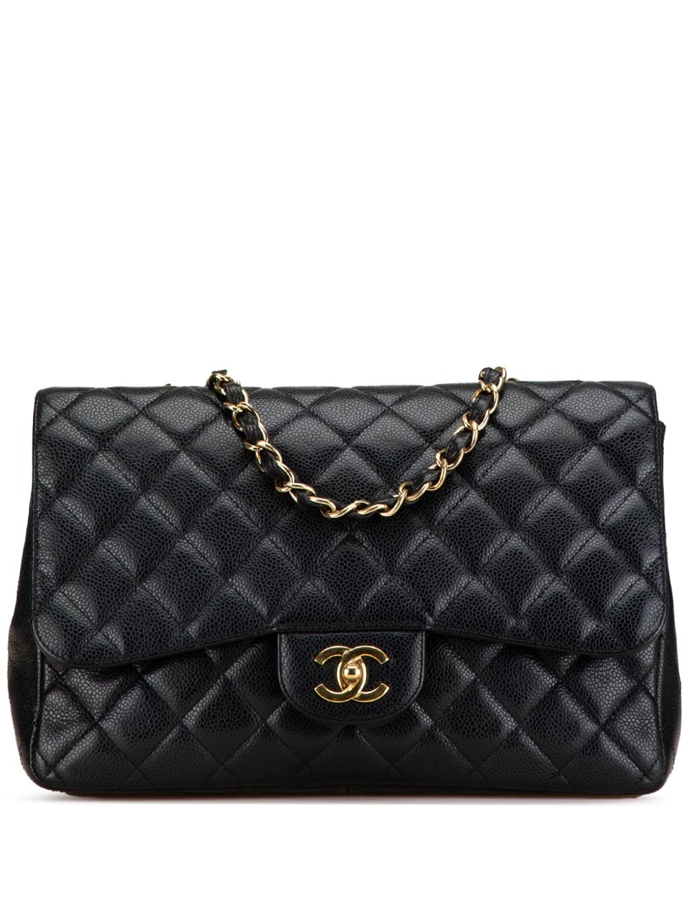 CHANEL 2008-2009 JUMBO CLASSIC CAVIAR SINGLE FLAP SHOULDER BAG