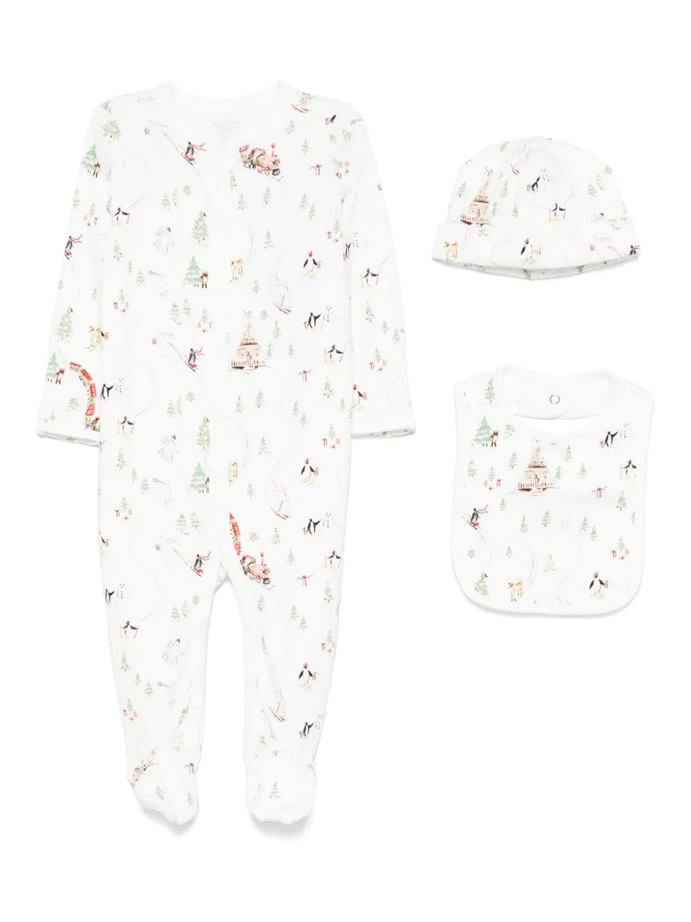 POLO RALPH LAUREN KIDS Katoenen romper muts en slabbetje Wit