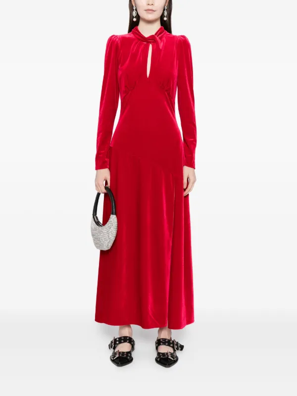 GANNI Velvet Jersey Gathered Maxi Dress | Red | FARFETCH BH GANNI Velvet Jersey Gathered Maxi Dress | Red | FARFETCH BH