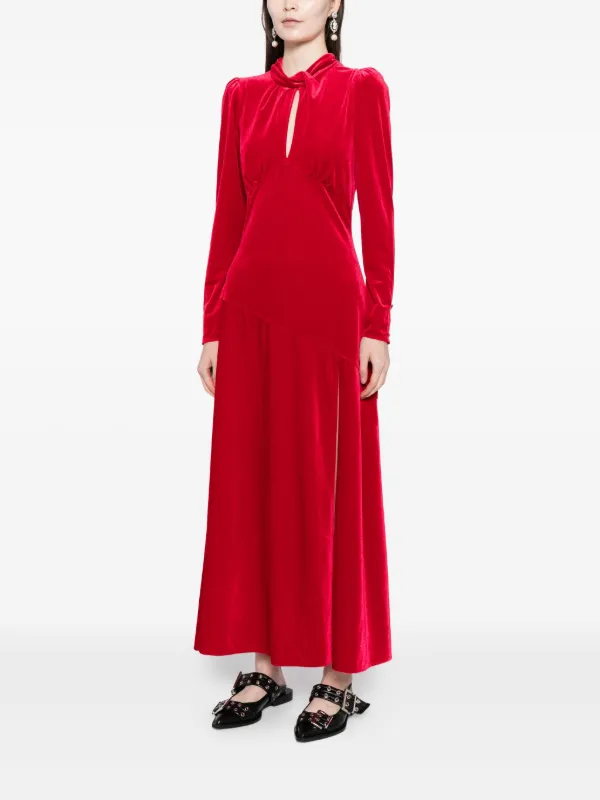 long sleeve puff sleeve maxi dress Shona Joy - La Lune High Neck Balloon Sleeve Maxi Dress - Gold