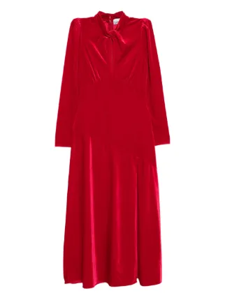 ganni velvet jersey gathered long dress Maxi | Red Category_Wedding