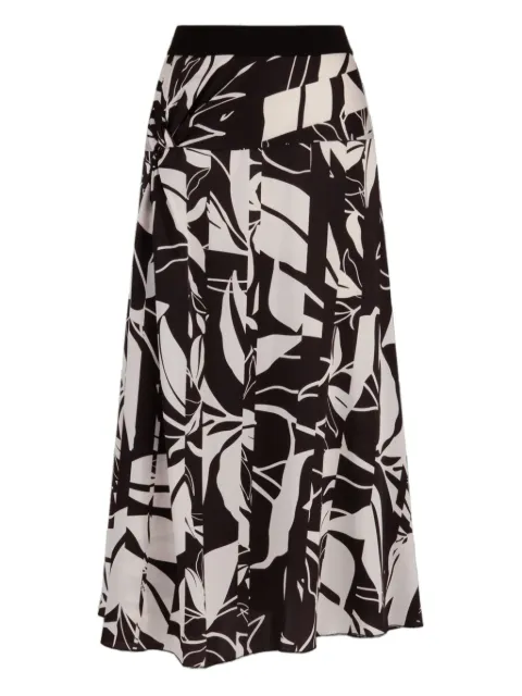 High printed pleated midi skirt