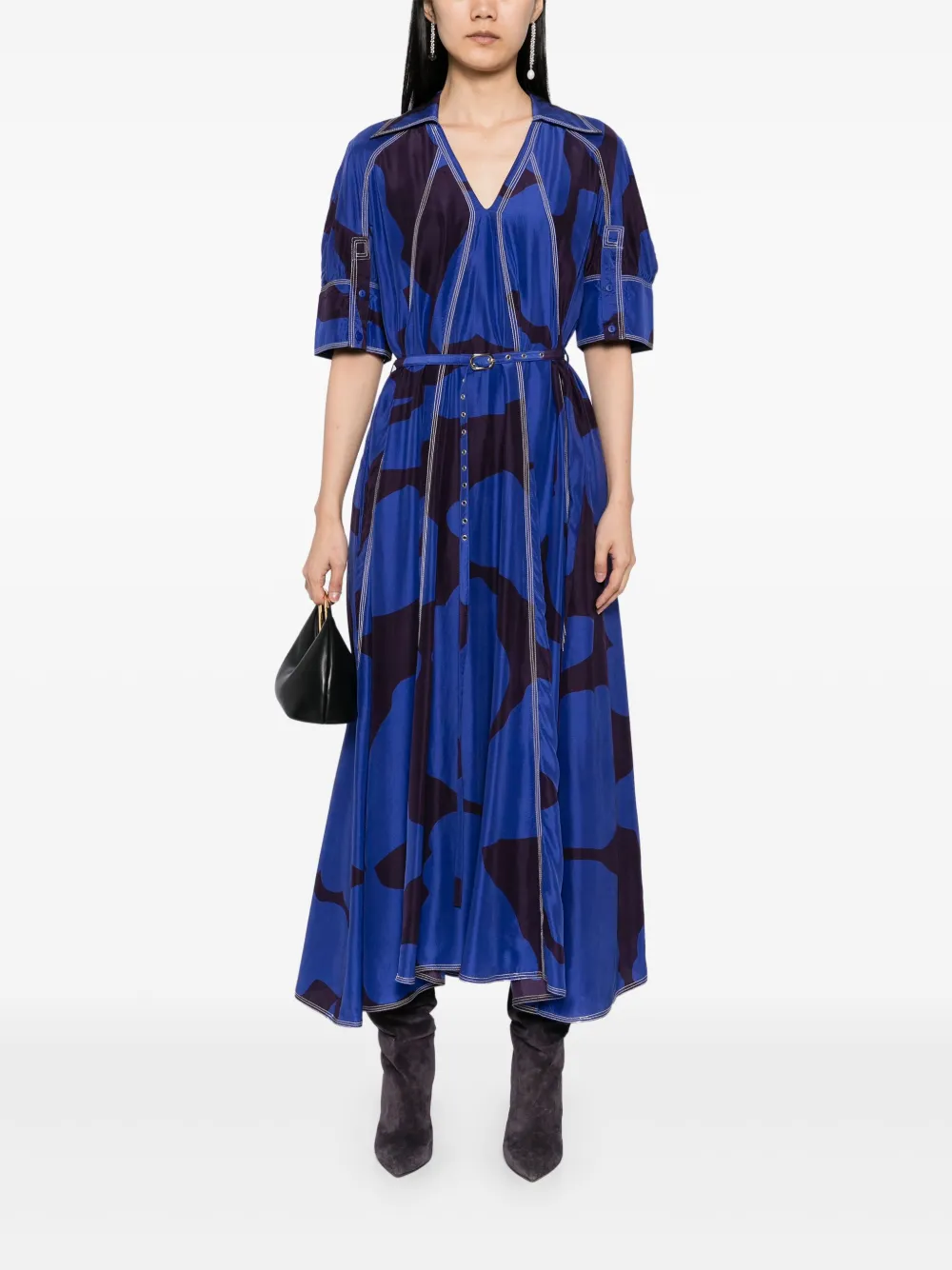 LOVEBIRDS Jurk met bloemenprint - Blauw