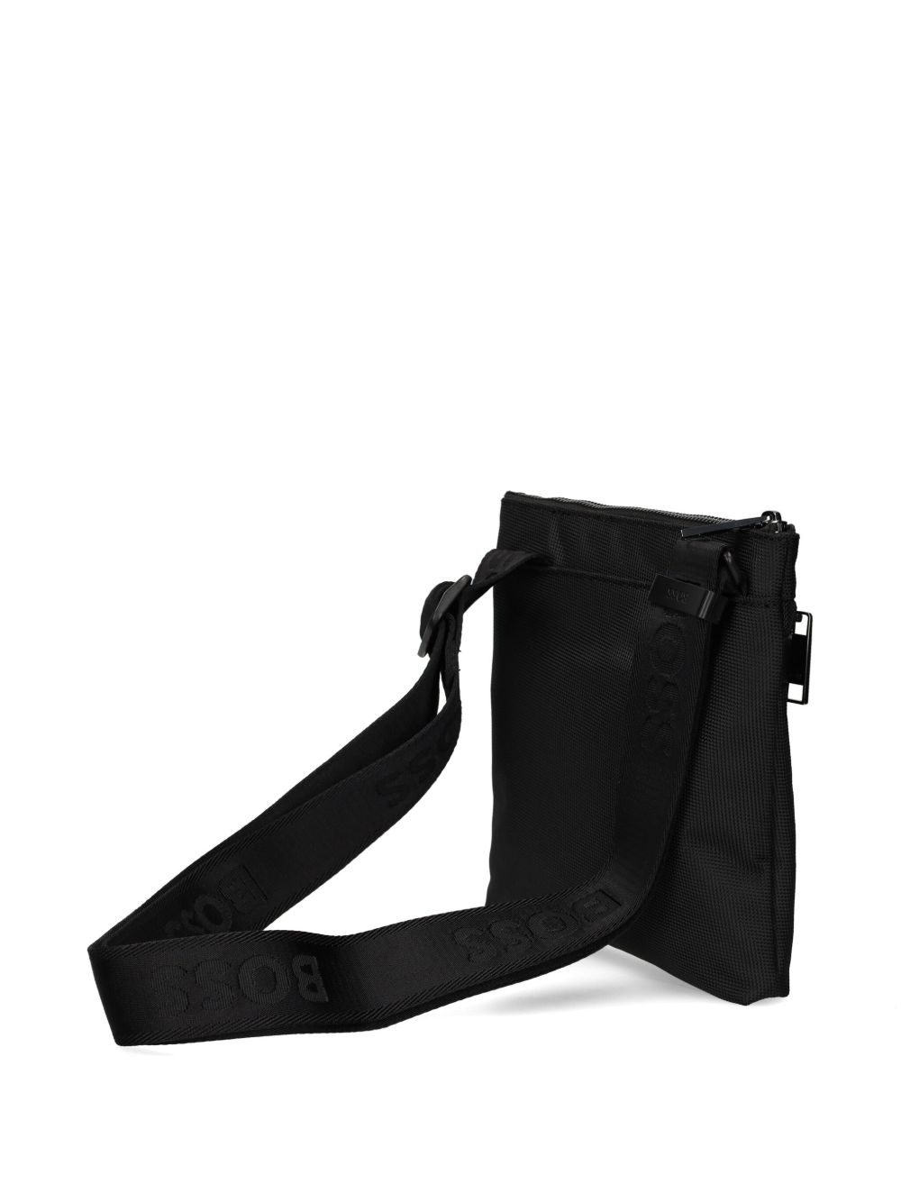 BOSS logo-debossed messenger bag - Zwart