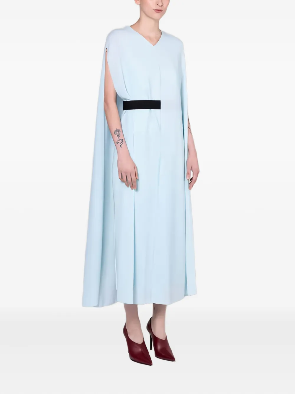 Roksanda Fyera V-neck Belt Midi Dress In Blue