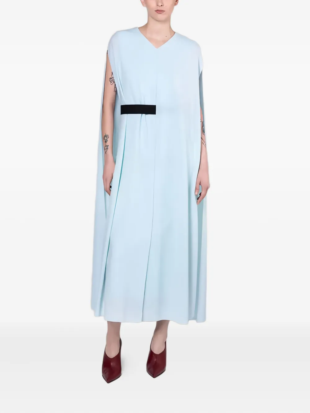 Roksanda Fyera V-neck Belt Midi Dress In Blue