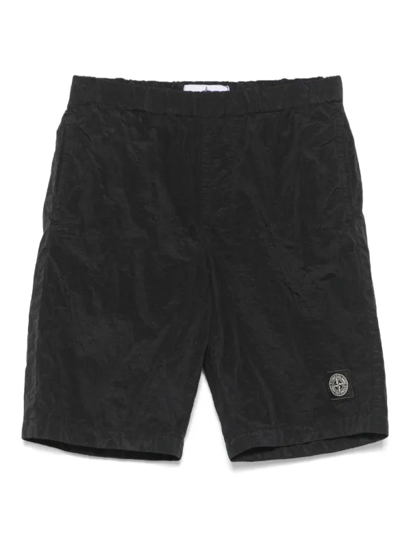 Stone Island Junior テクスチャード ショートパンツ | ブラック 