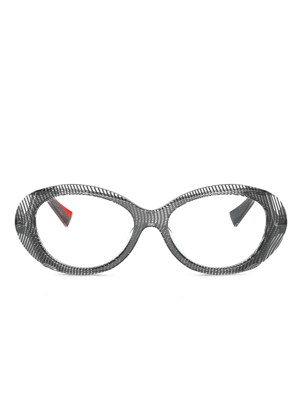 Alain Mikli oval-frame patterned glasses | Black | Image 1
