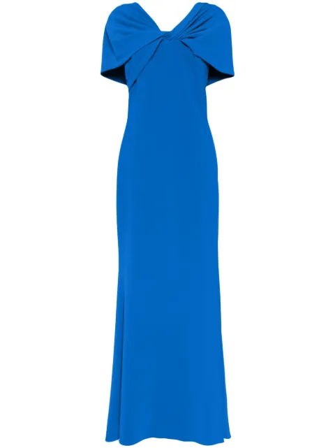 Badgley Mischka cape short-sleeves gown