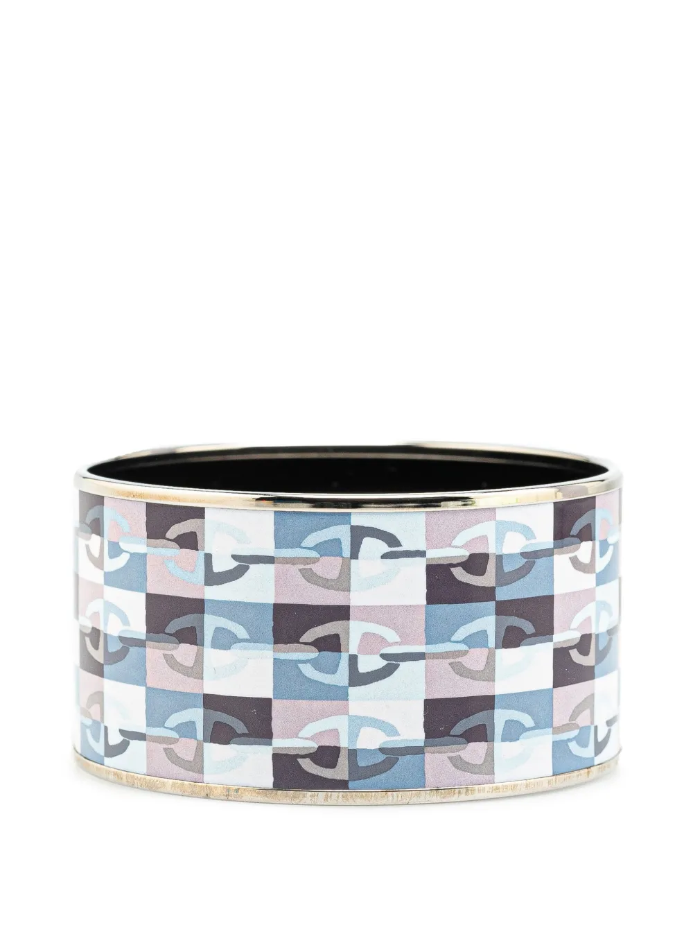 Pre-owned Hermes 20th Century Extra Wide Enamel Chaine D'ancre Bangle 62 Costume Bracelet In Blue