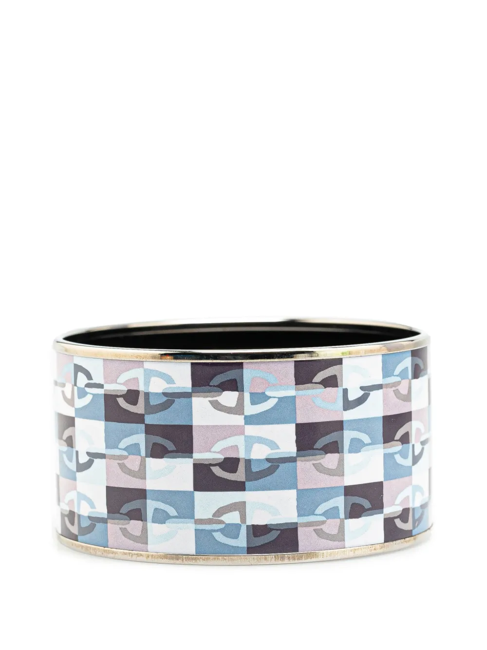 Pre-owned Hermes 20th Century Extra Wide Enamel Chaine D'ancre Bangle 62 Costume Bracelet In Blue