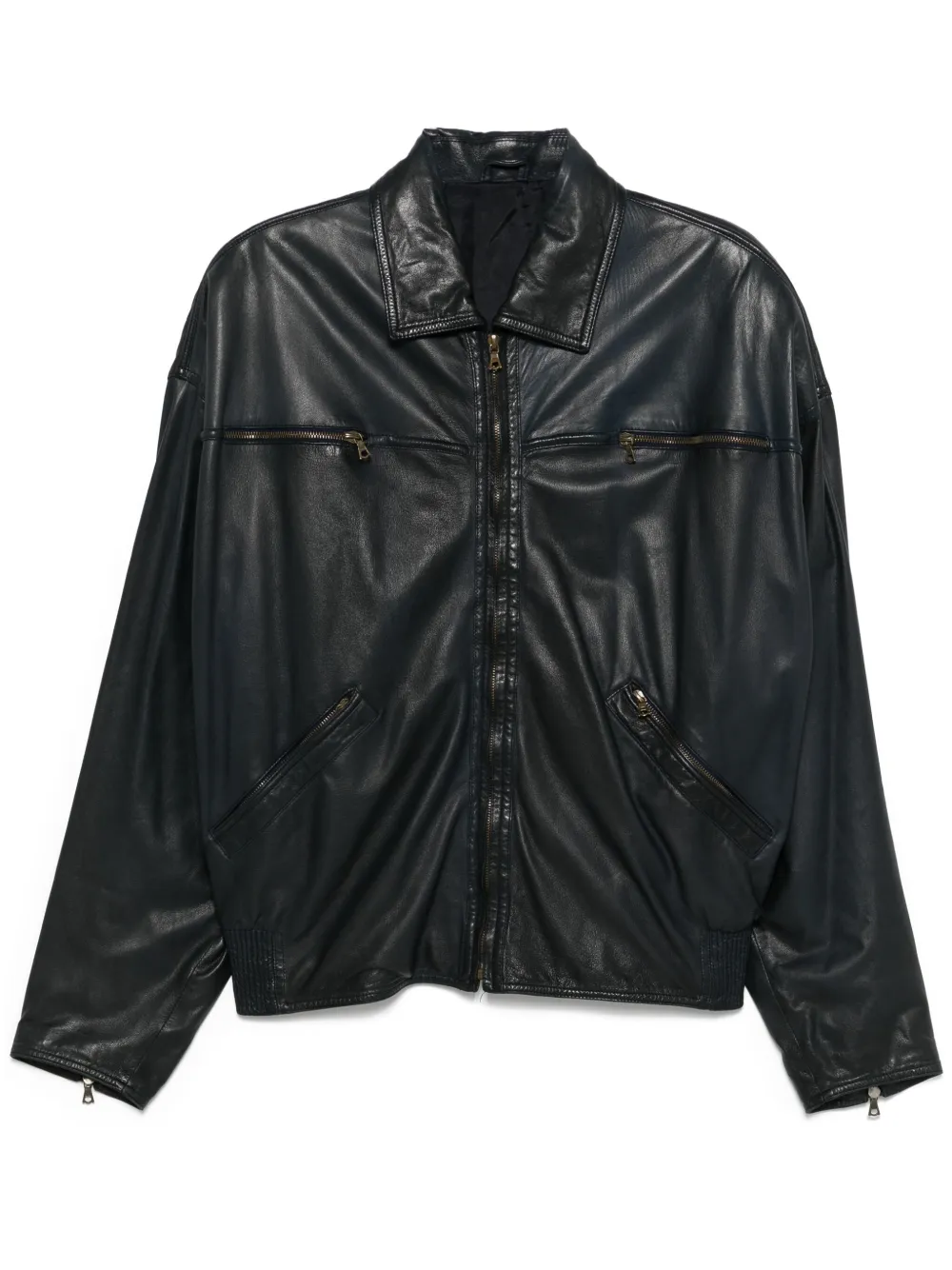 Versace Pre-Owned 1980s leather jacket | Blue | Image 1