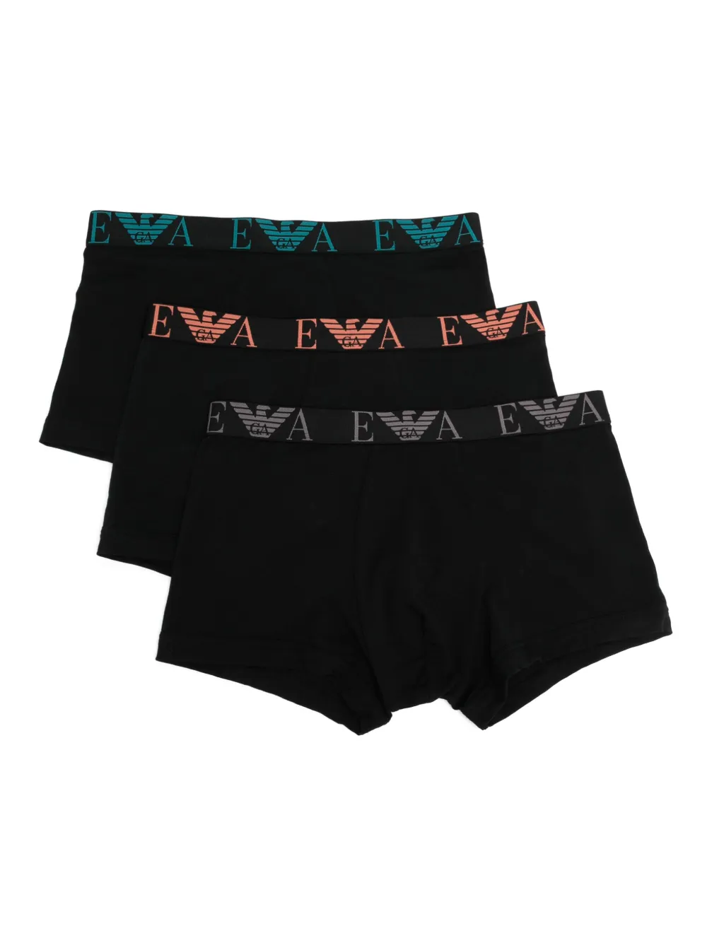 Emporio Armani Drie boxershorts met logo Zwart