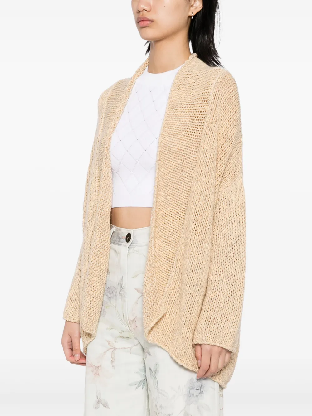 Shop Forte Forte Shawl-collar Cardigan In Brown