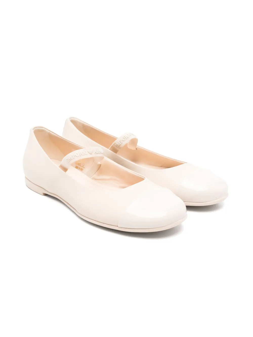 Emporio Ar i Kids nappa-leather ballet flats Neutrals