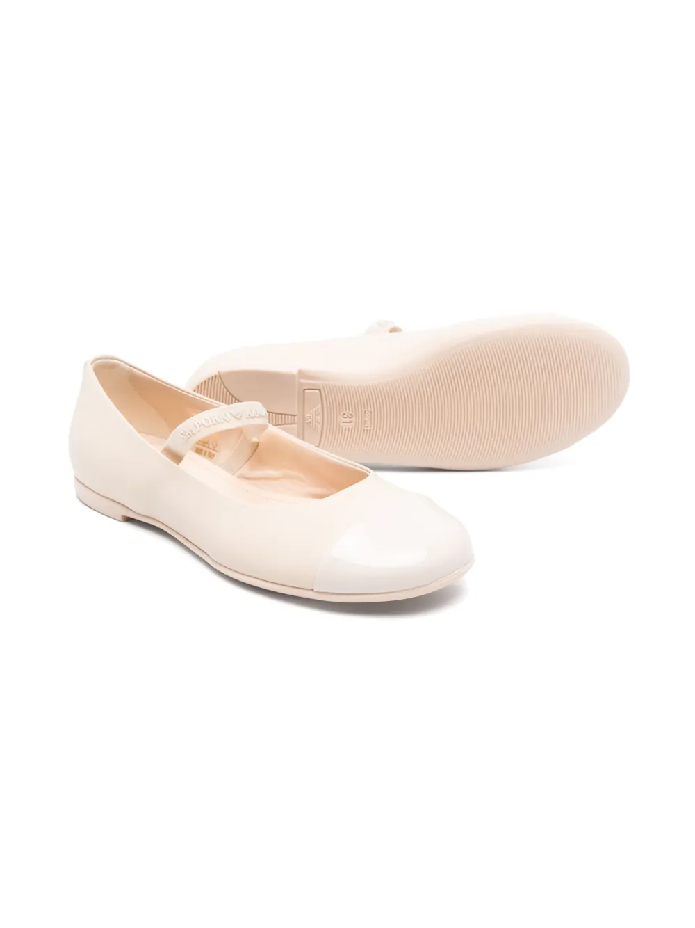 Emporio Armani Kids nappa-leather ballet flats Neutrals