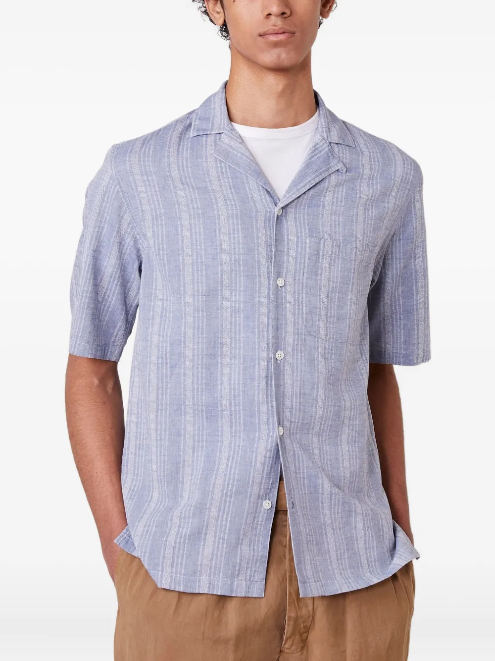 Officine Generale Luis striped shirt Blauw