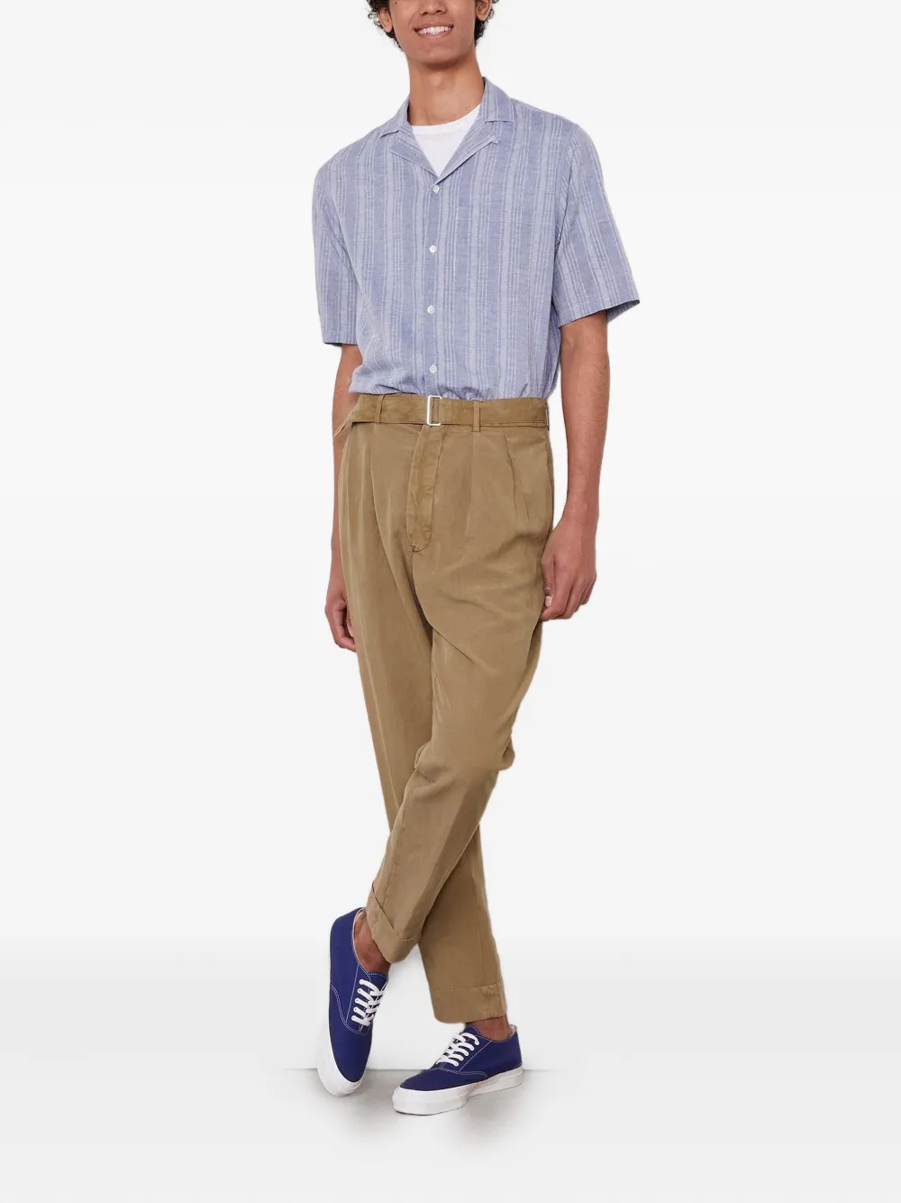 Officine Generale Luis striped shirt Blauw