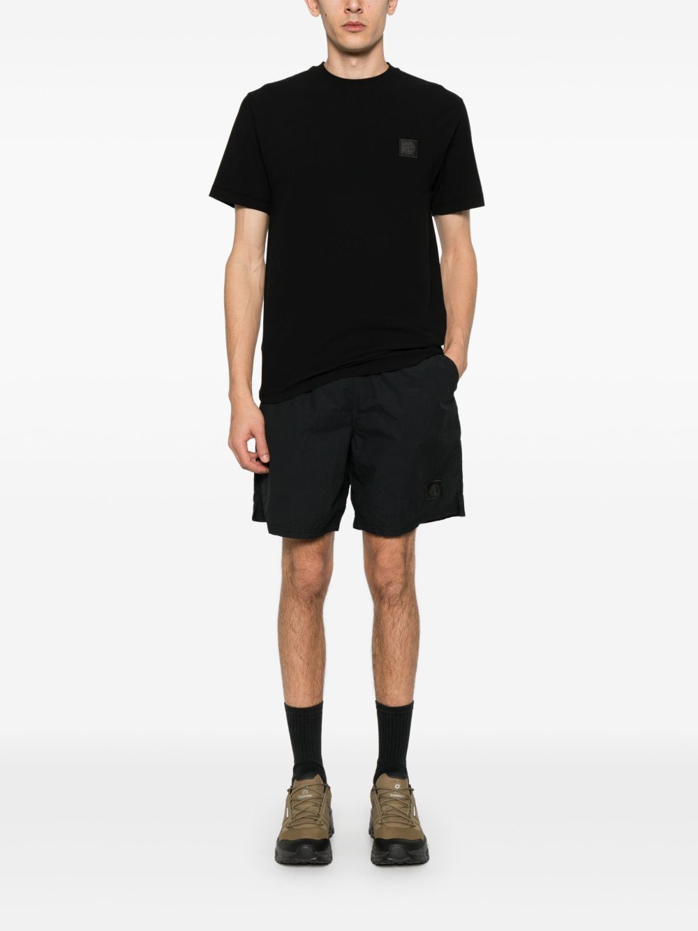 Stone Island Trainingsshorts met Compass-patroon - Zwart