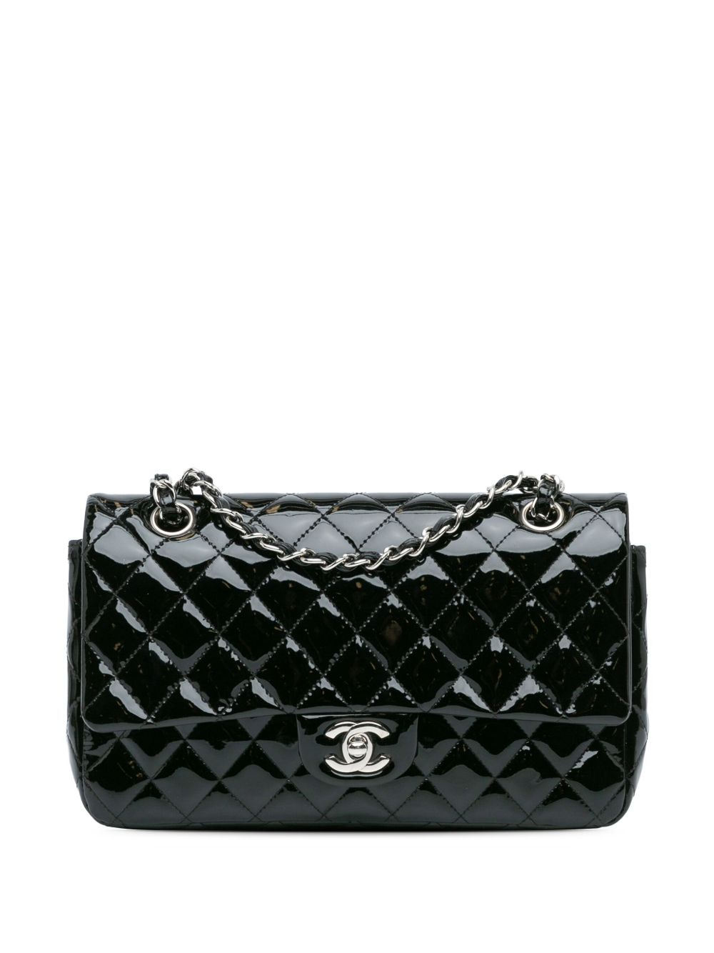 CHANEL 2014-2015 MEDIUM CLASSIC PATENT DOUBLE FLAP SHOULDER BAG