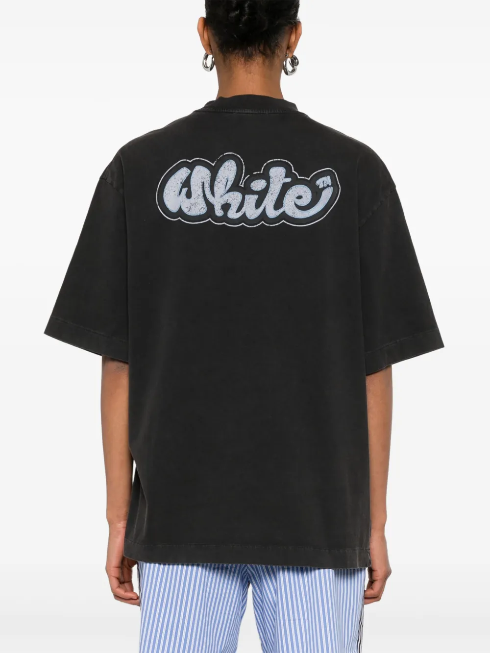 Off-White T-shirt met handgetekend script Grijs