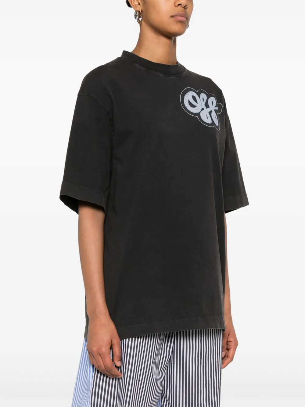 Off-White T-shirt met handgetekend script Grijs