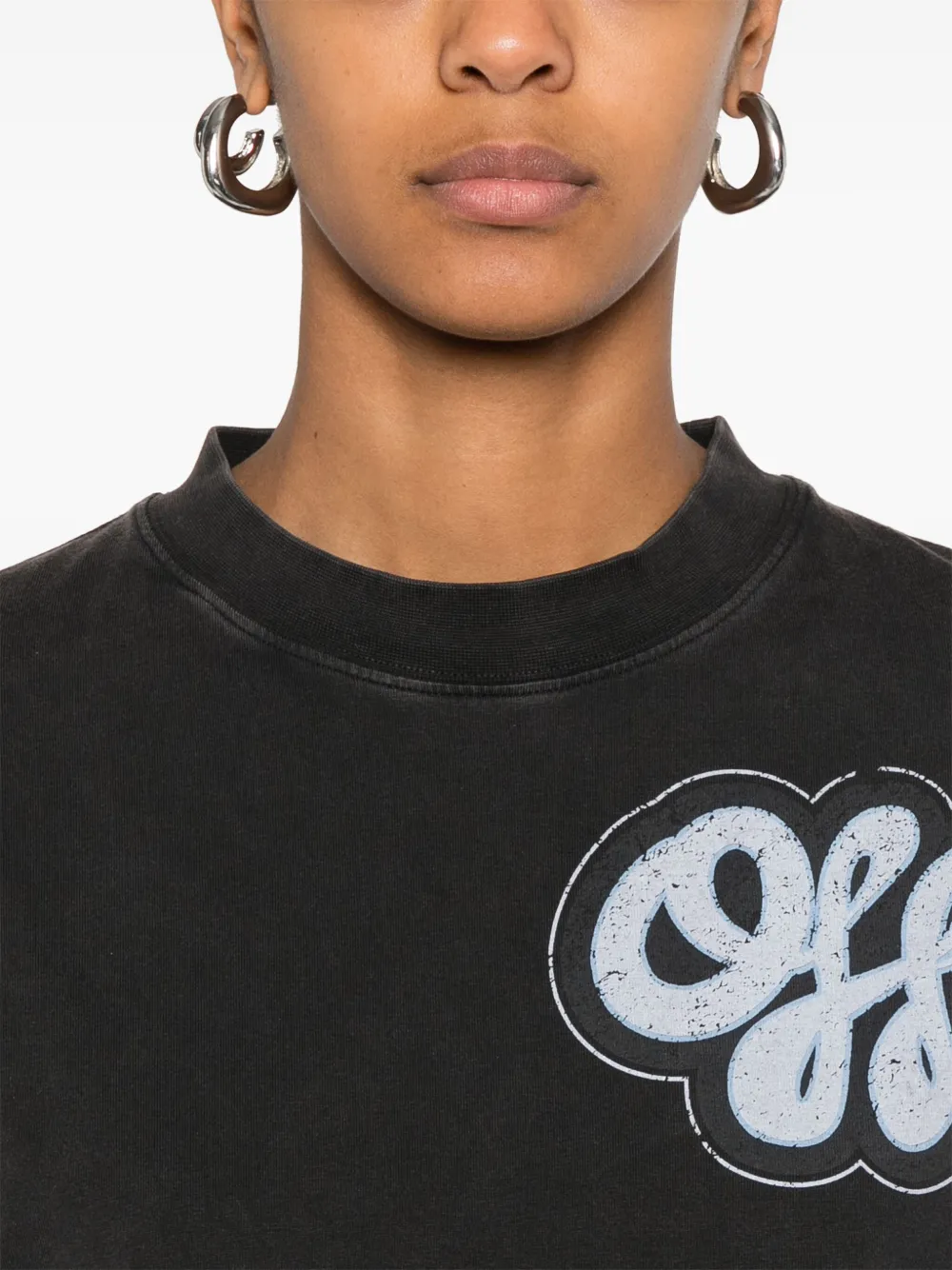 Off-White T-shirt met handgetekend script Grijs