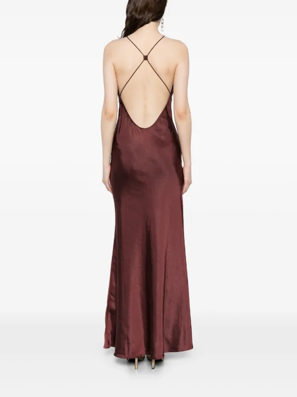 ワンピース Self Portrait Satin Long Dress Self-Portrait Satin Maxi Dress | Brown | FARFETCH