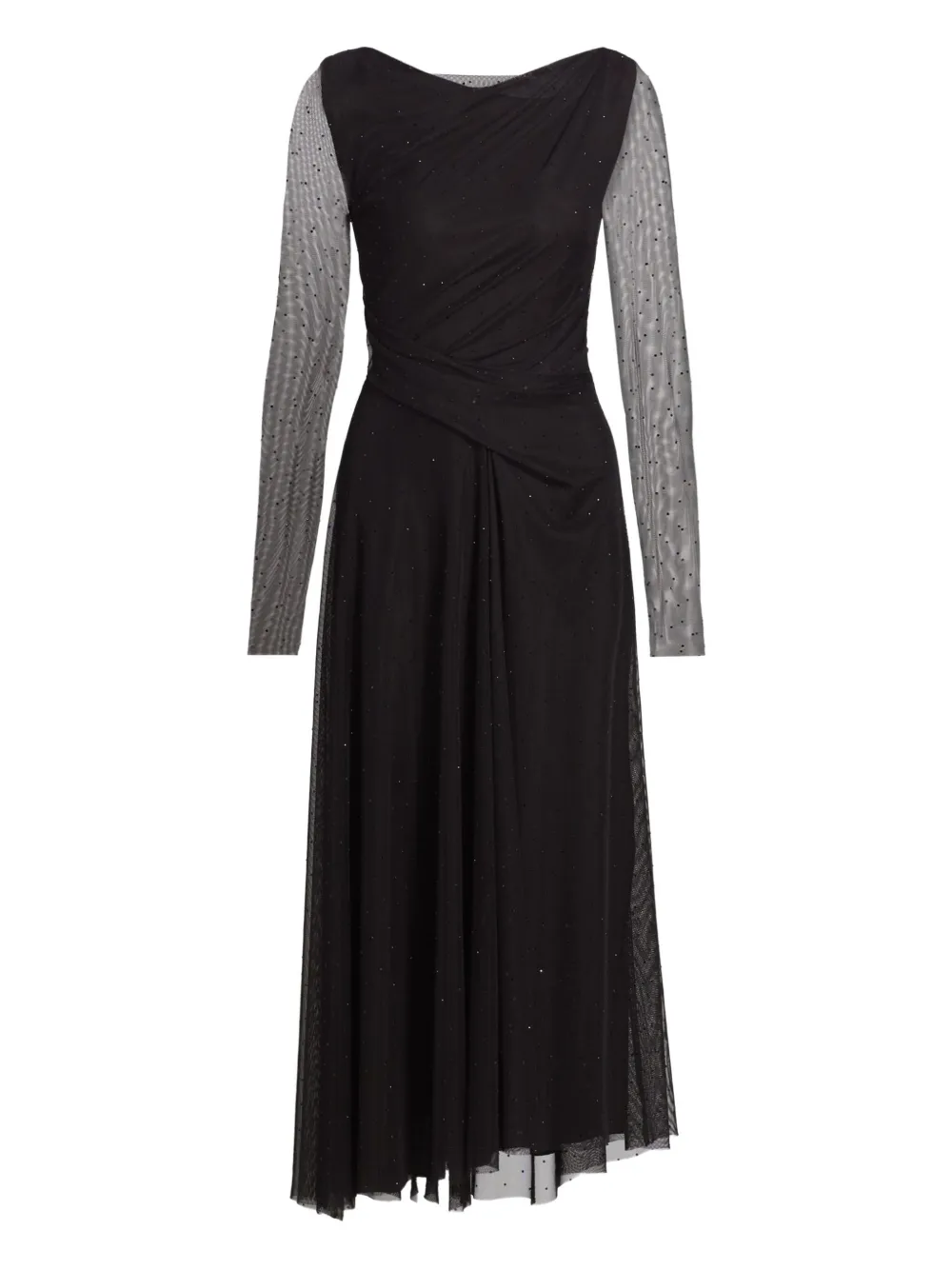 Talbot Runhof Embellished Sheer Midi Dress In Black