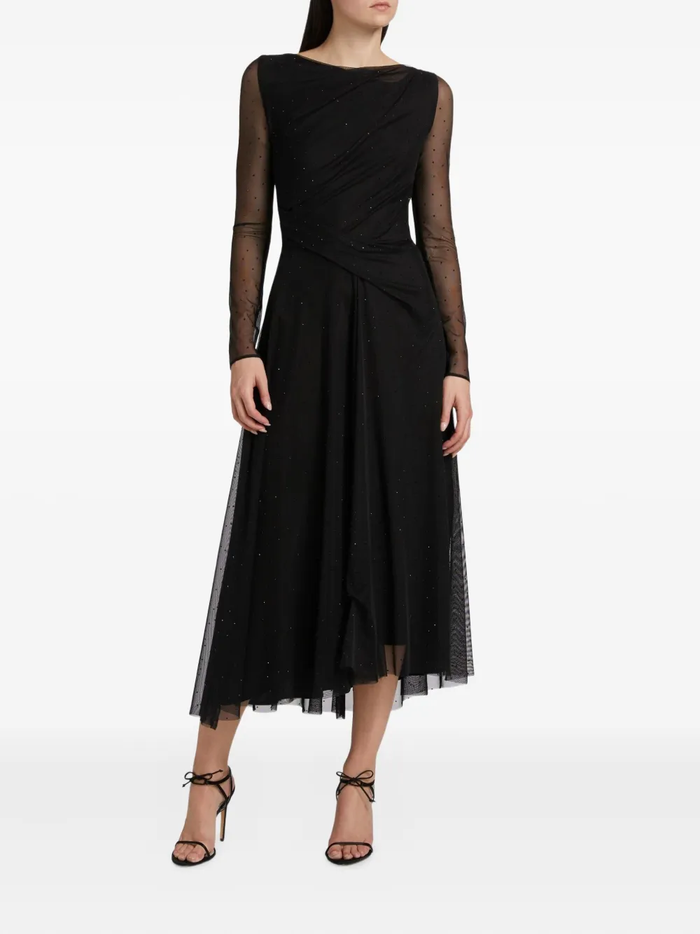 Talbot Runhof Embellished Sheer Midi Dress In Black