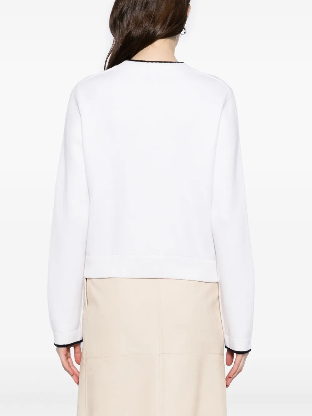 Vince Contrast Tipped Snap Front Cardigan In 中性色