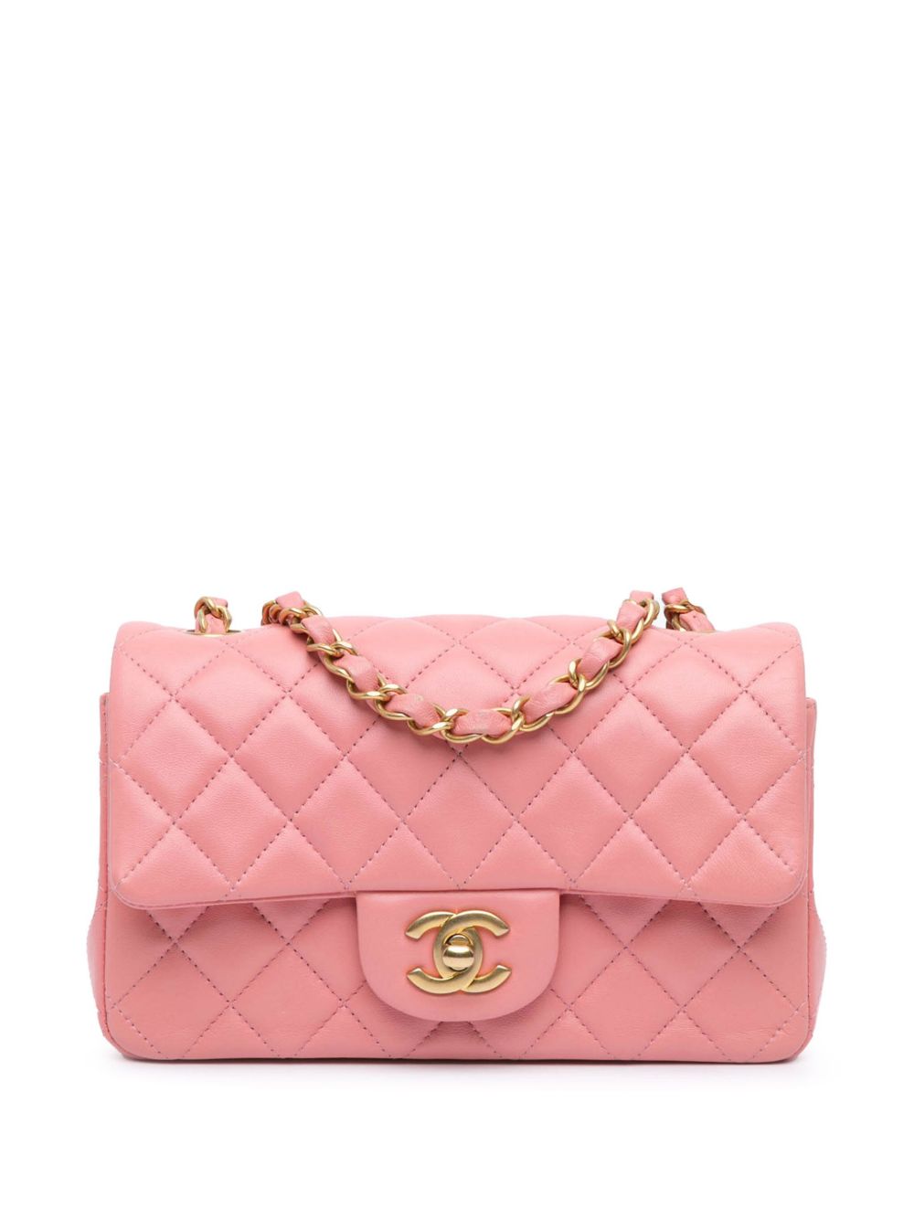 CHANEL Pre-Owned 2019 Mini Rectangular Classic Lambskin Single Flap crossbody bag - Pink