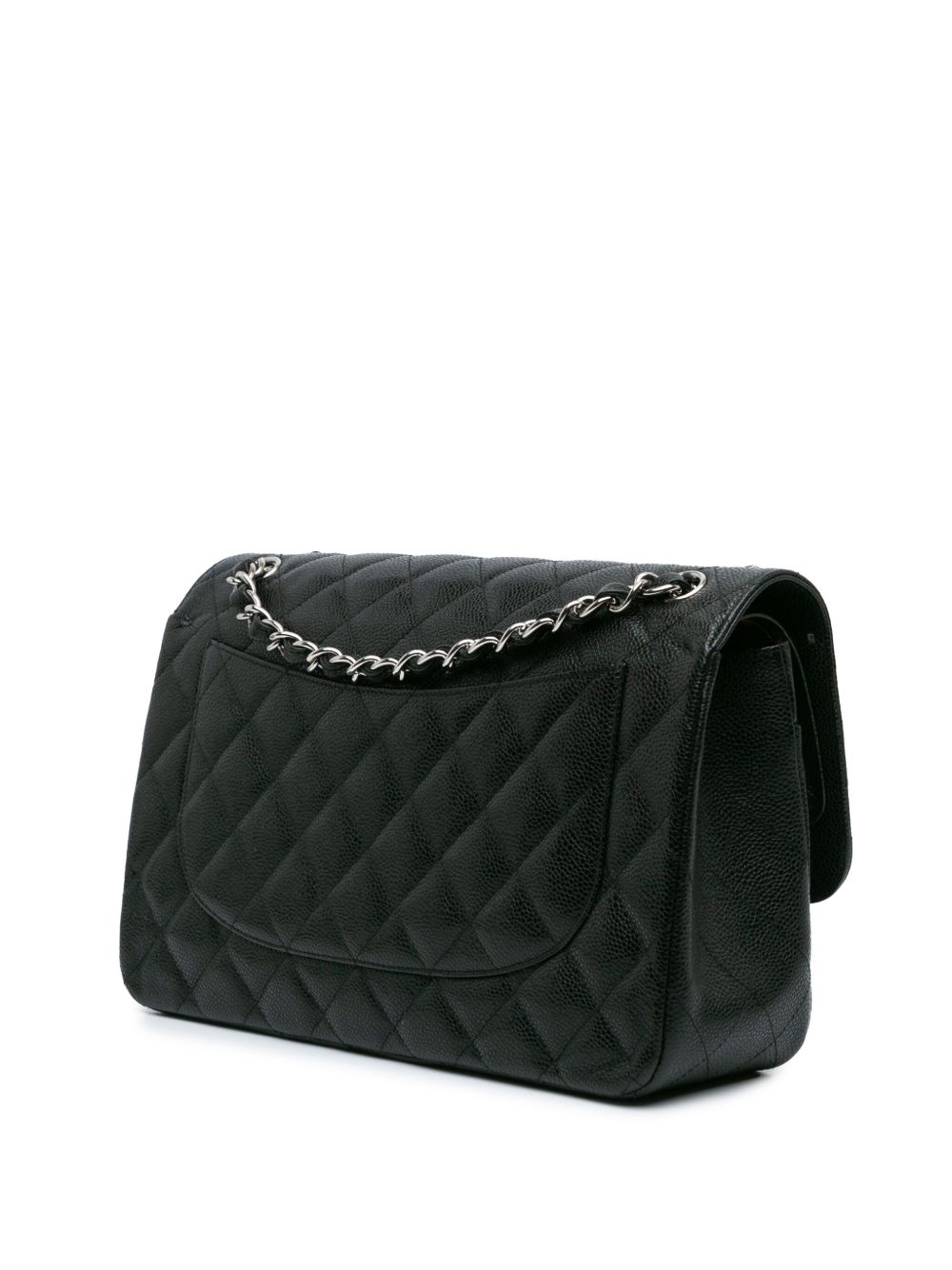 CHANEL 2010-2011 JUMBO CLASSIC CAVIAR DOUBLE FLAP SHOULDER BAG