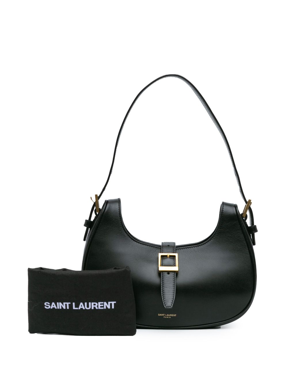 Saint Laurent Pre-Owned 2021 Le Fermoir glanzende kalfsleren schoudertas - Zwart