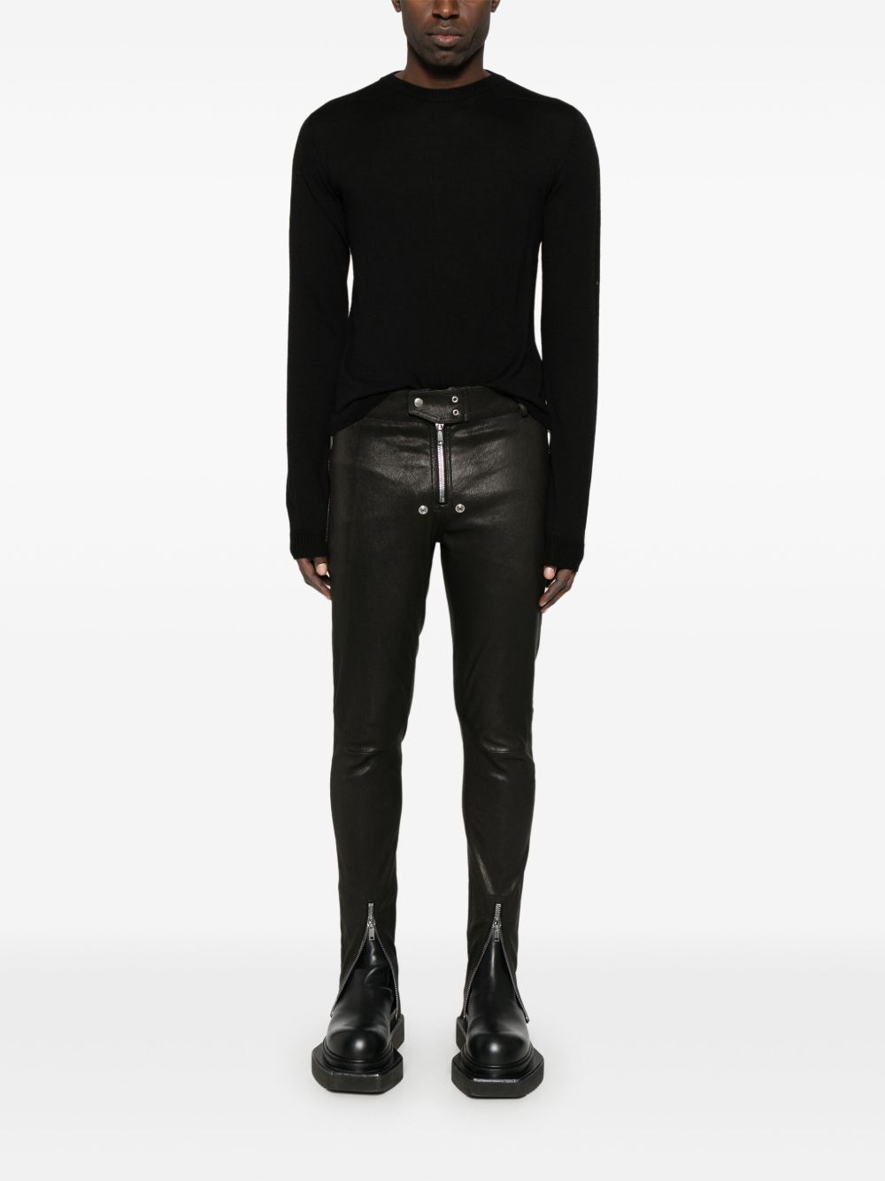 Rick Owens Cropped Biker Level trui - Zwart