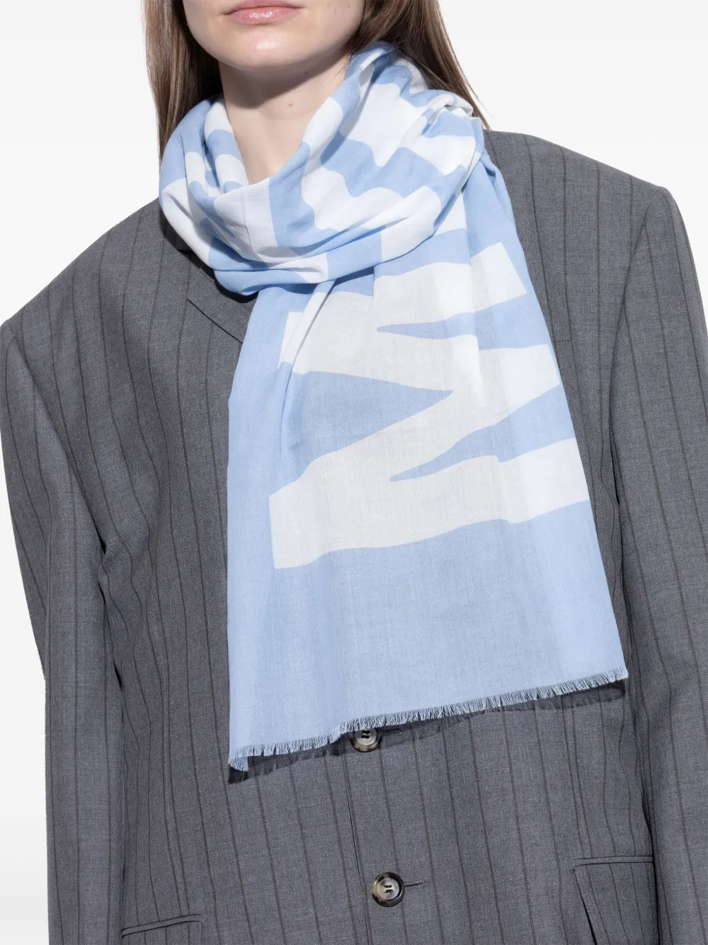 Moschino Sjaal met logoprint Blauw