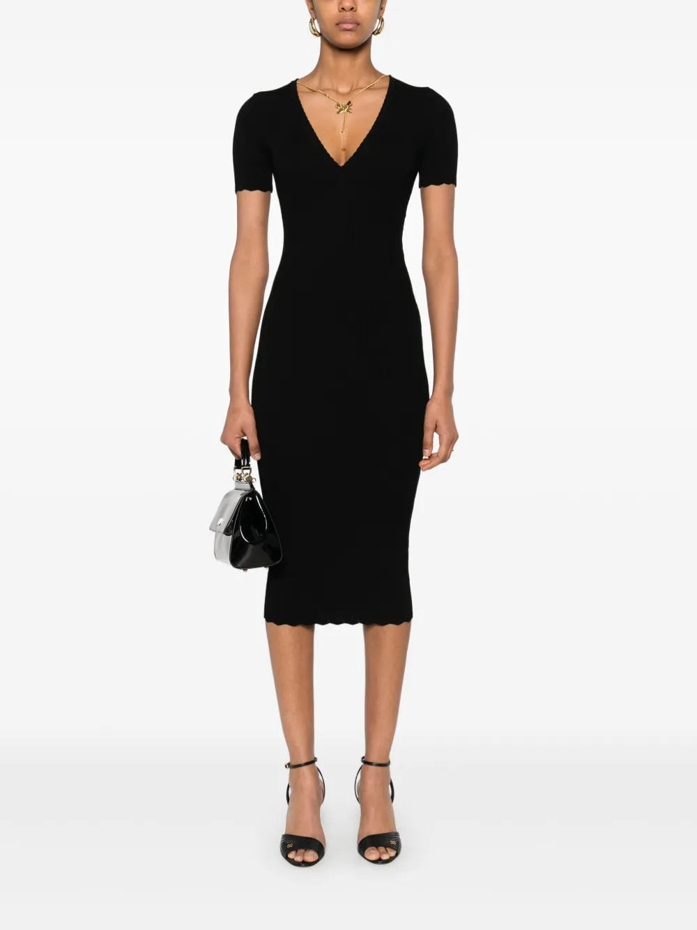 Elisabetta Franchi ribbed-knit dress - Zwart