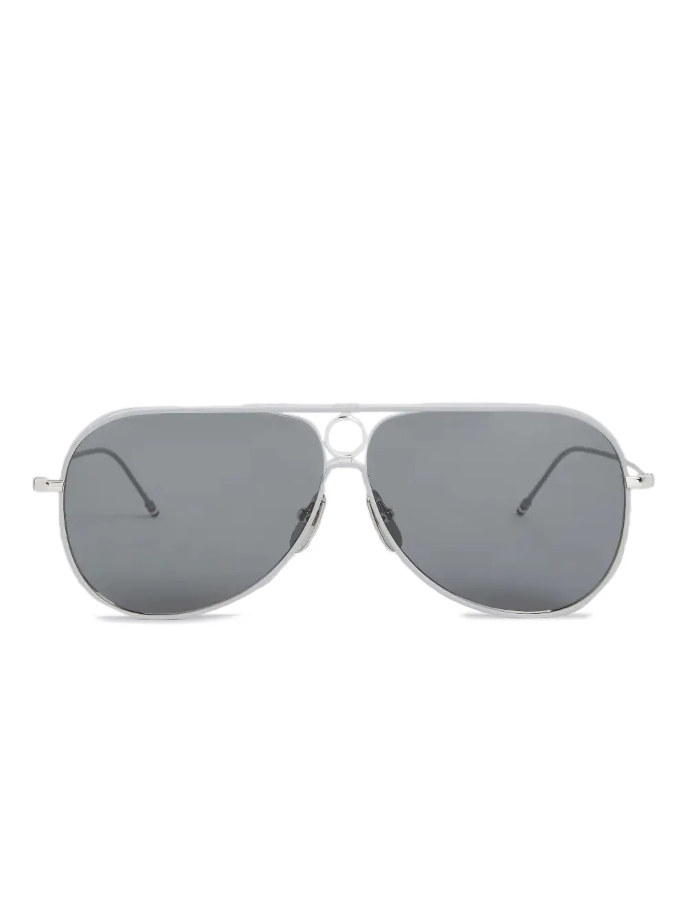 Thom Browne Eyewear ダブルブリッジ サングラス - シルバートーン Thom Browne Eyewear ダブルブリッジ サングラス - シルバートーン