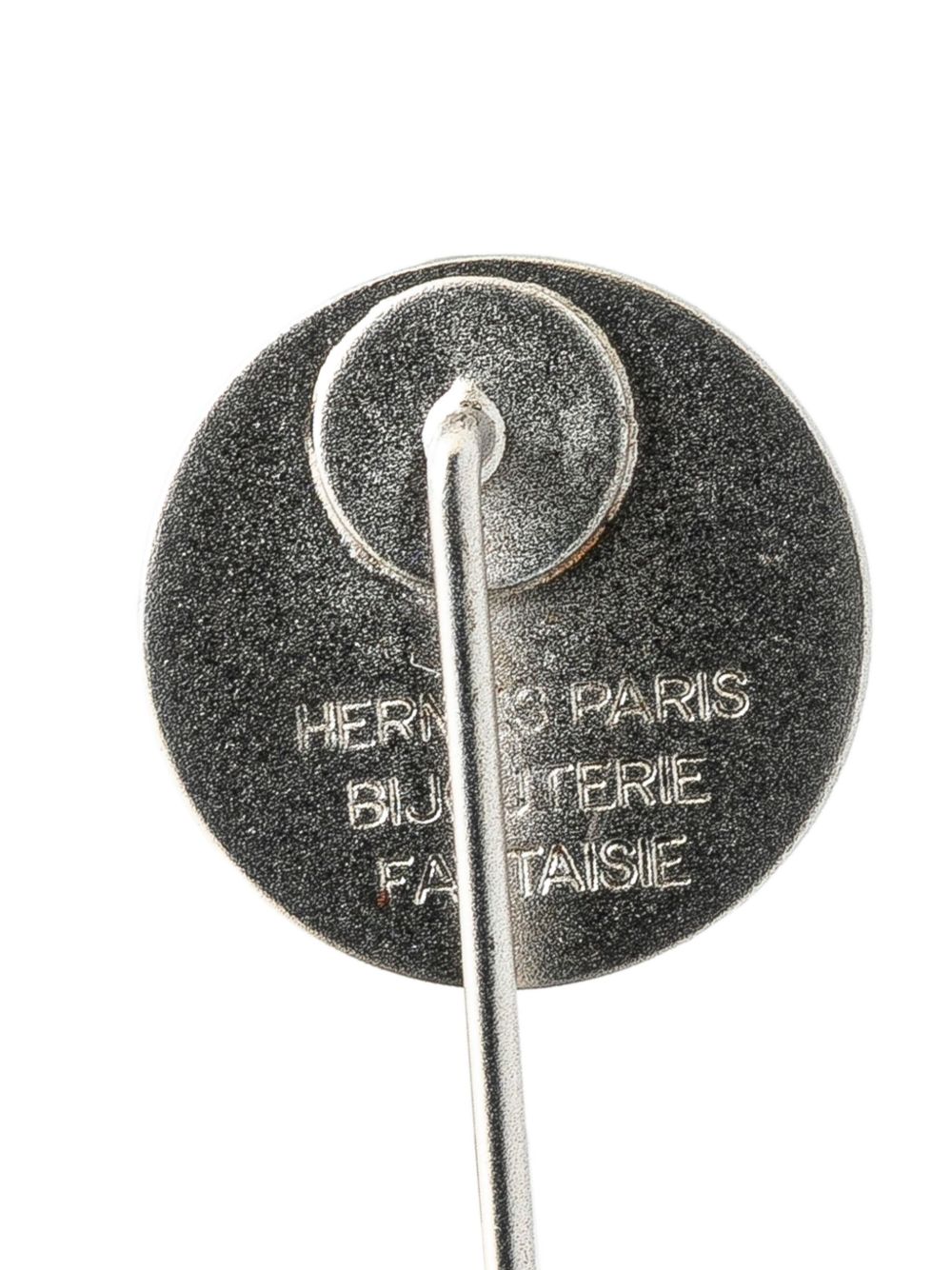 HERMES 2000-2024 PALLADIUM PLATED CLOU DE SELLE STICK PIN BROOCH COSTUME BROOCH