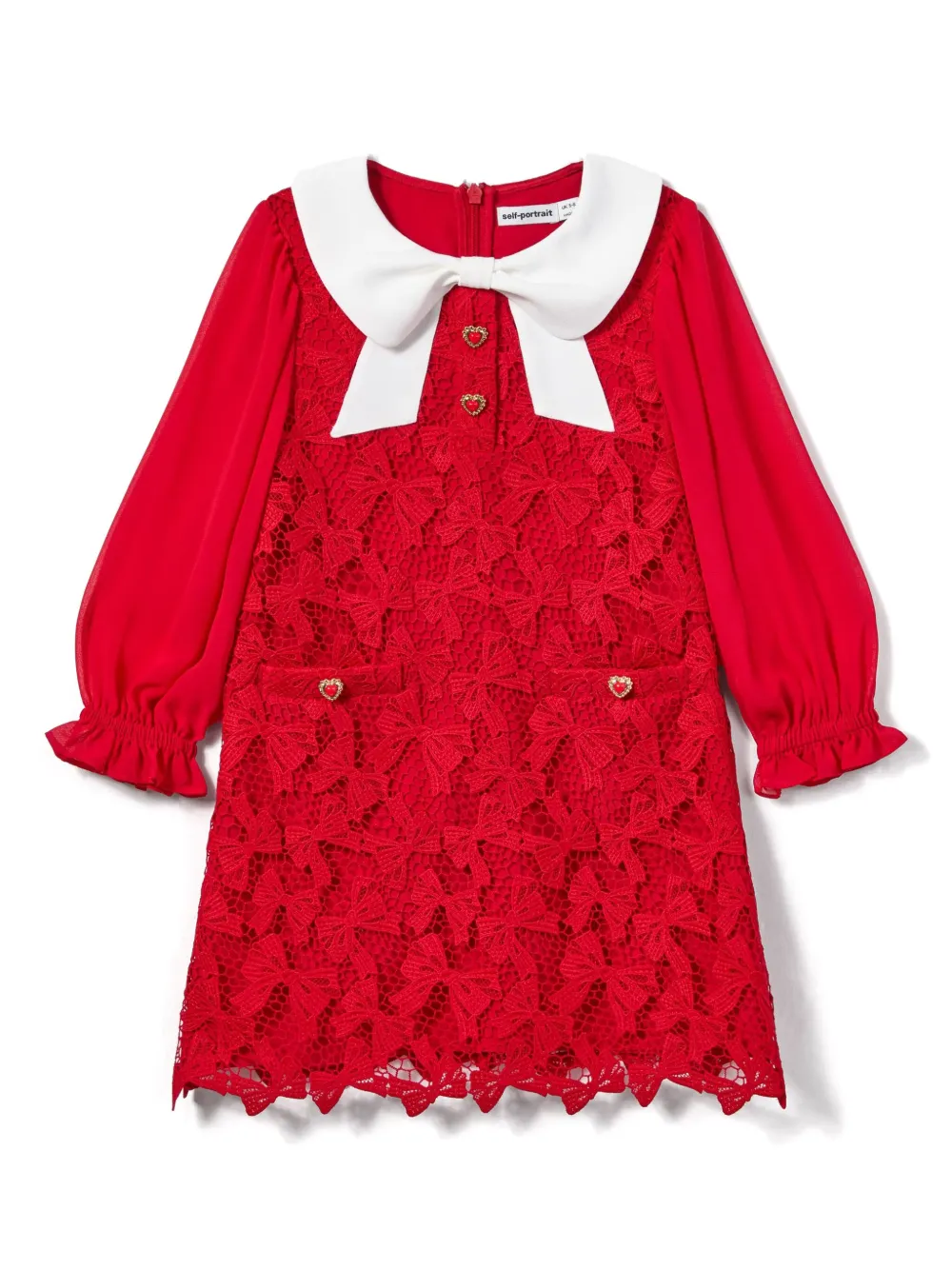 Self-Portrait Kids Jurk met strikdetail Rood