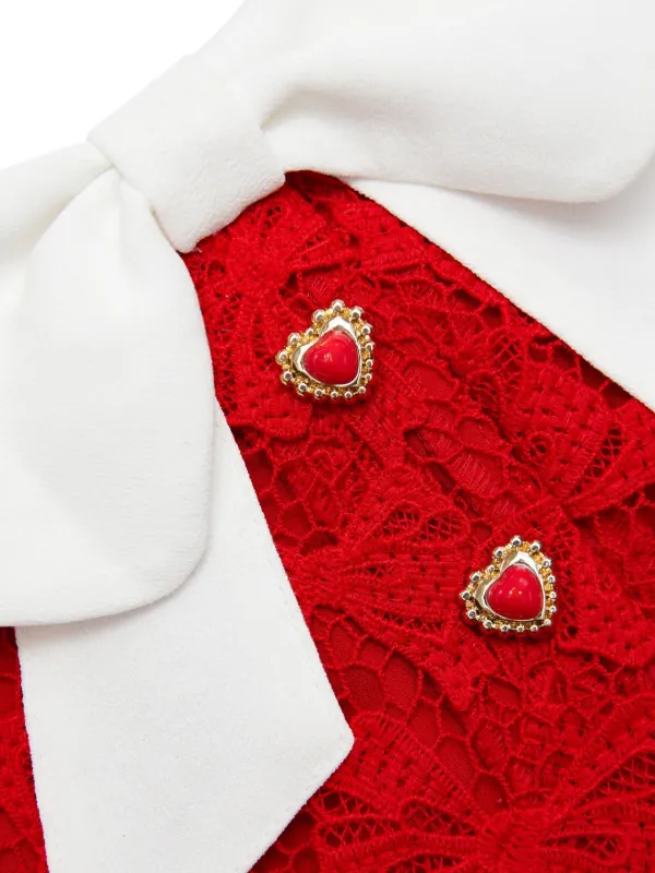 セルフポートレイト　プリーツドレス リボン付き セルフポートレイトプリーツロングワンピースリボンバイカラー