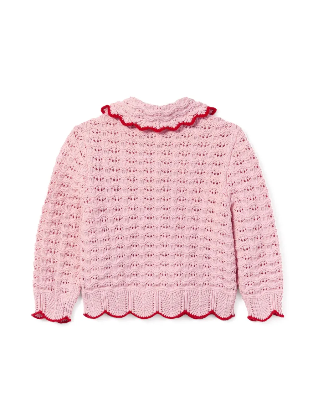 Self-Portrait Kids crochet-knit cardigan - Roze