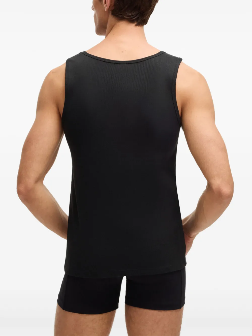 BOSS Drie tanktops met geborduurd logo Zwart