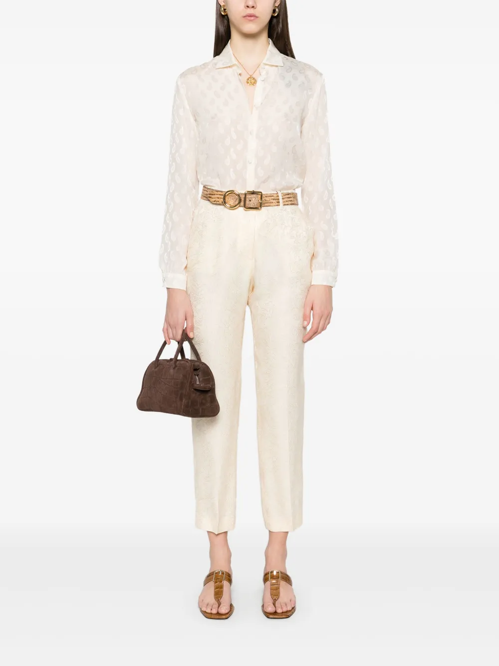 ETRO paisley-jacquard trousers - Beige