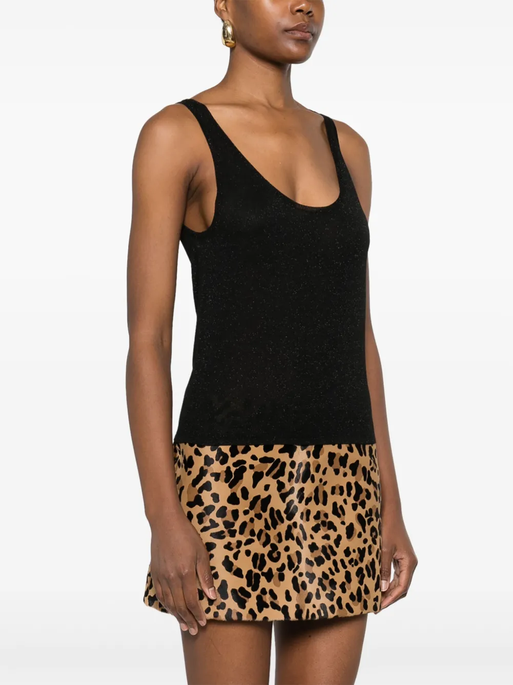 Saint Laurent Gebreide lurex tanktop Zwart